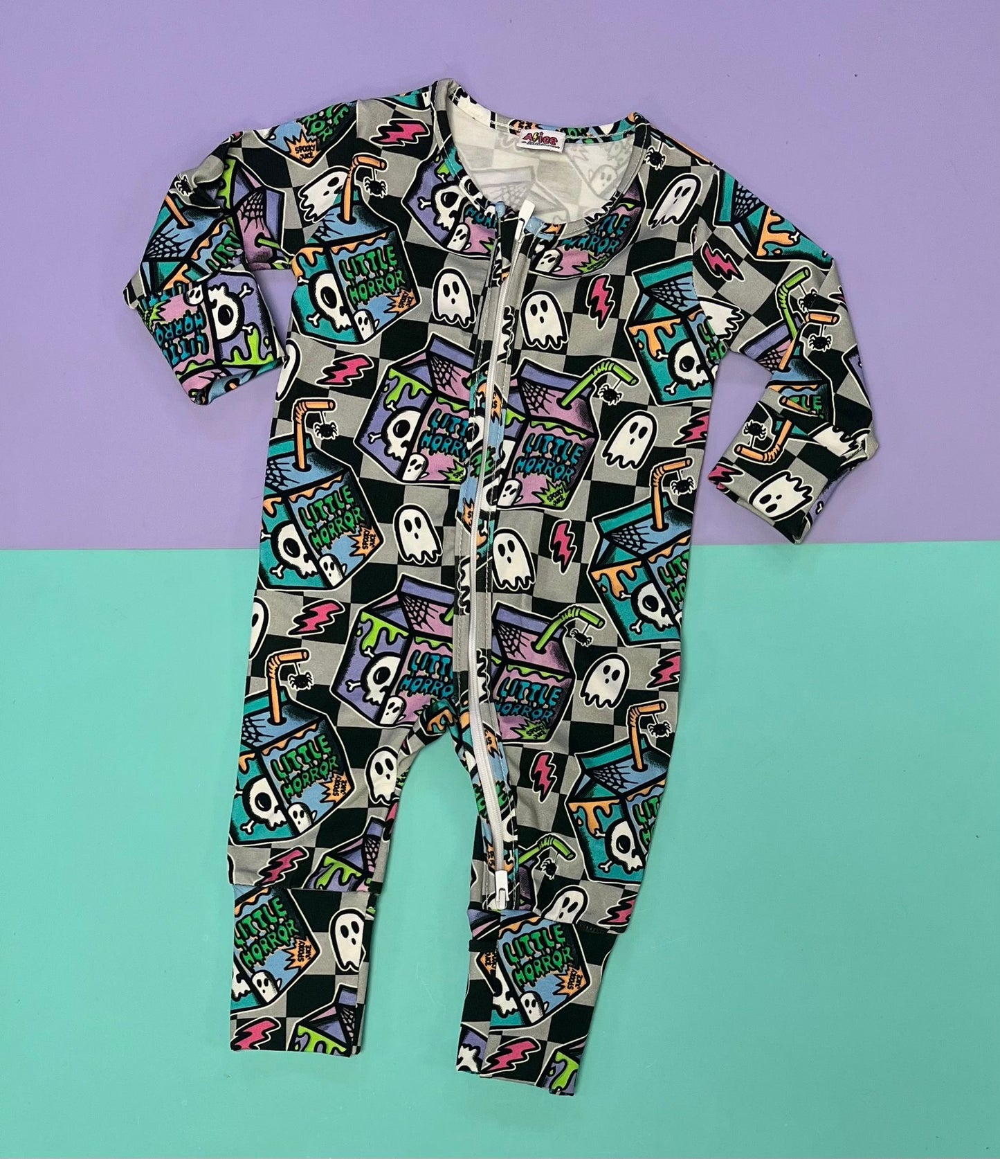 Ready To Post Little Horror Box Standard Jersey Zipped Sleepsuits