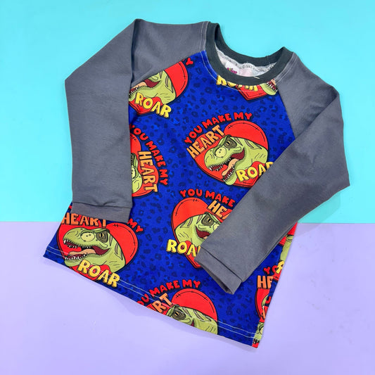 Pre Made Heart Roar Raglan 2-3y
