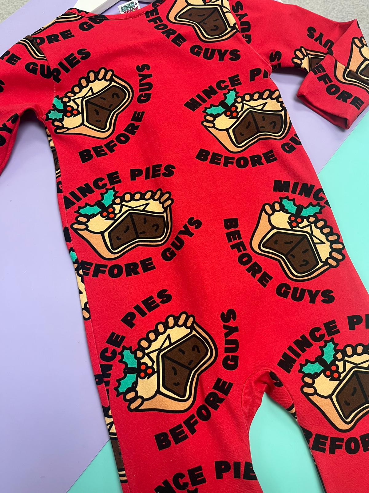 Ready To Post Mince Pies Before Guys Standard Jersey Zipped Sleepsuits