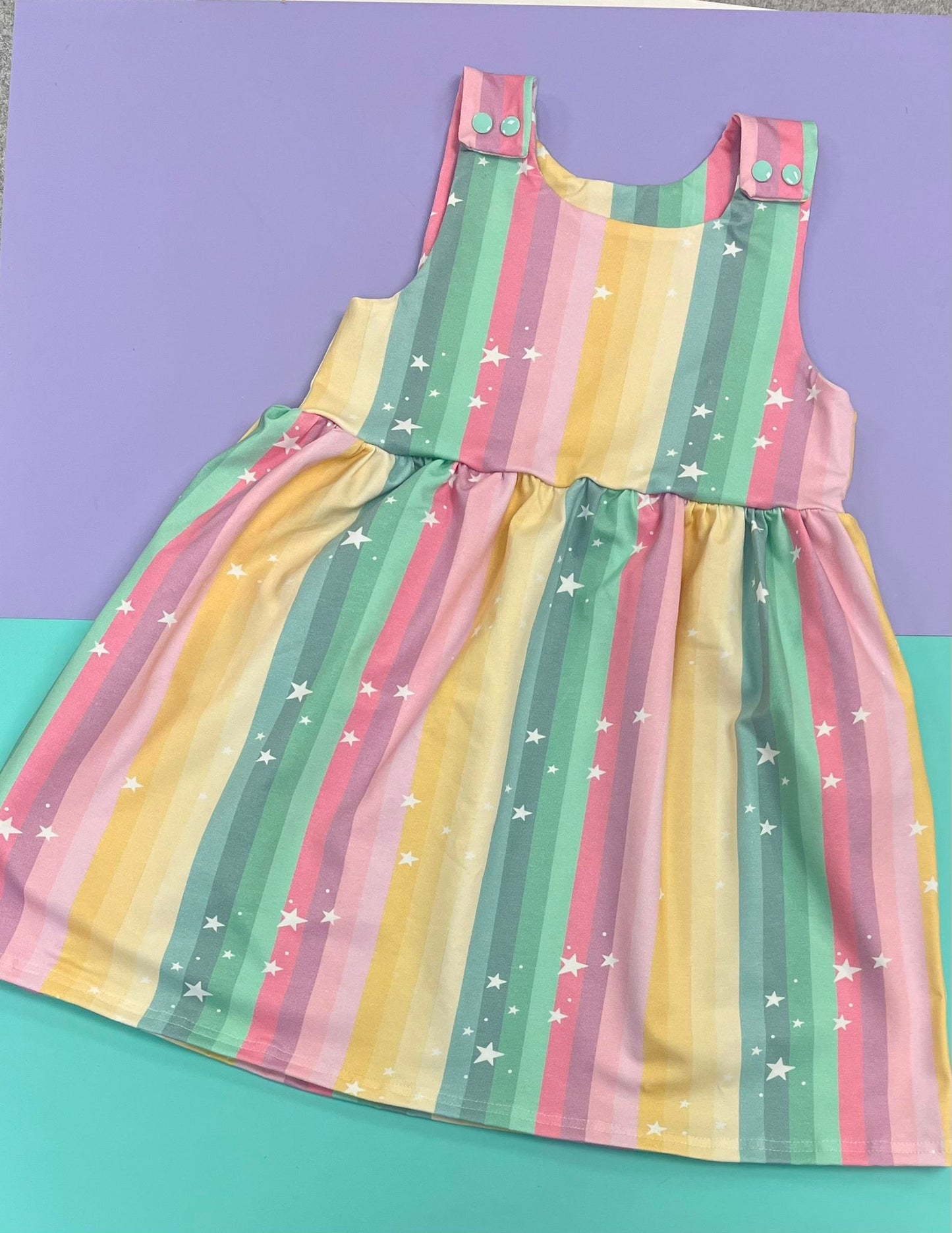 Pre Made Sorbet Stripes Snap Shoulder Dress With Pockets