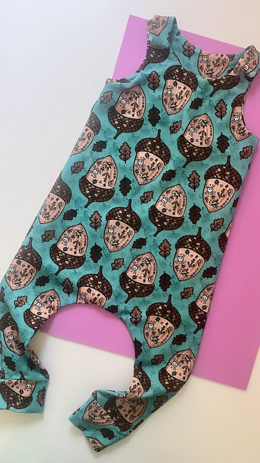 Pre Made Rocking Acorns Overall Rompers