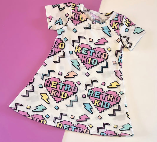 Pre Made White Retro Kid at Heart Swing Dresses