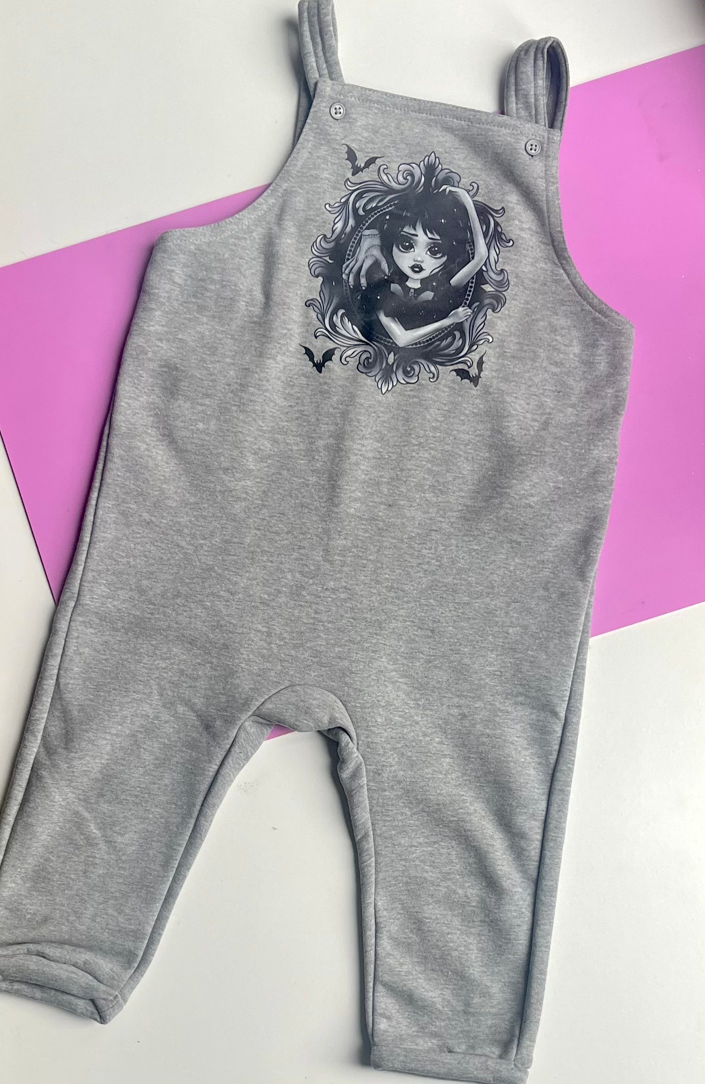 Pre Made Dance Dance Dance Printed Dungarees Grey