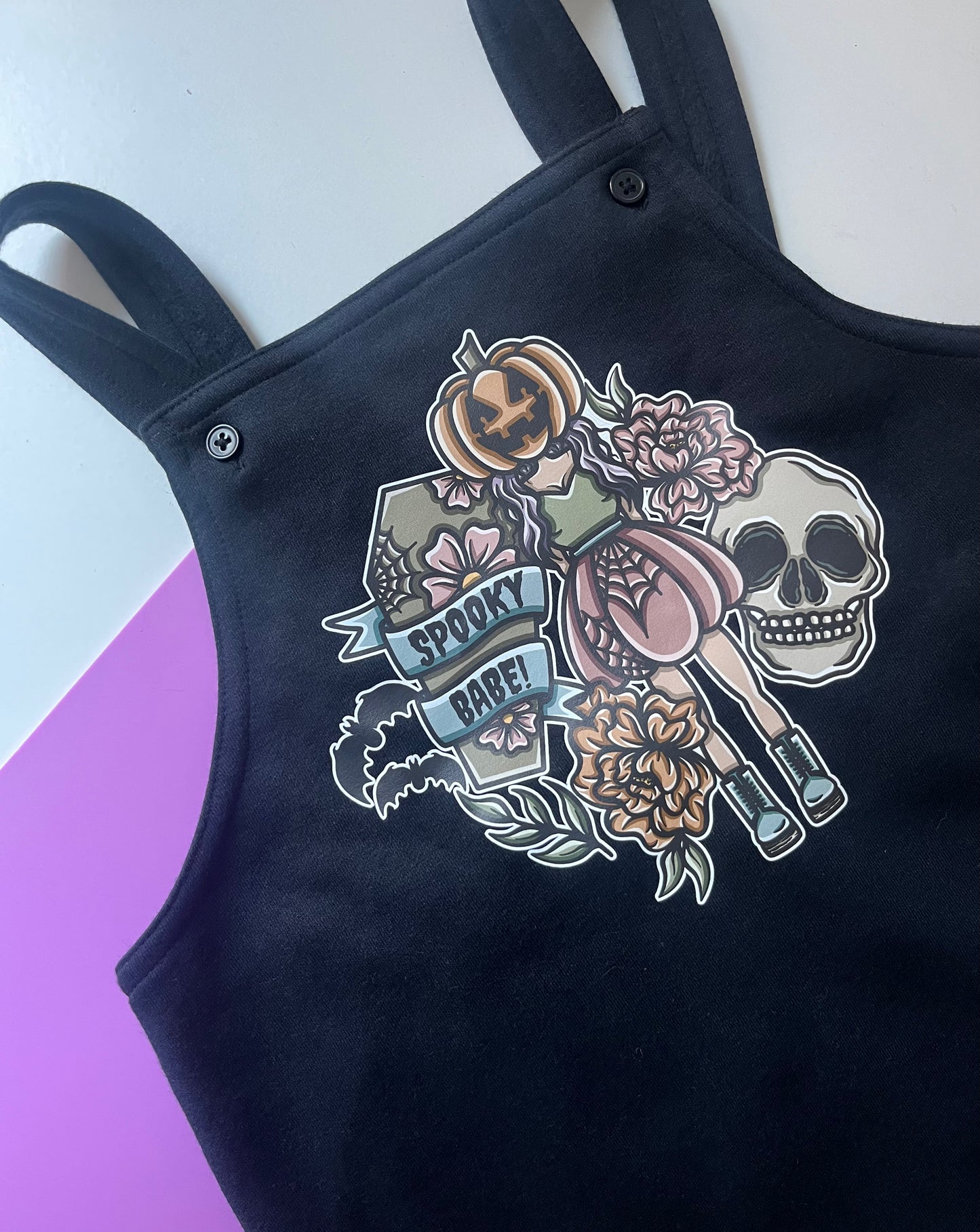 Pre Made Muted Spooky Printed Dungarees