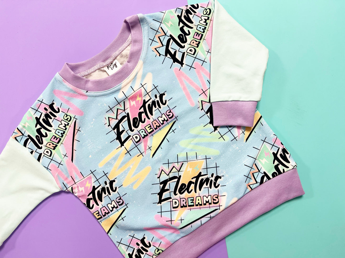 Kids “Electric Dreams” Skater Sweater – 80s Retro Sweatshirt, Ready To Post