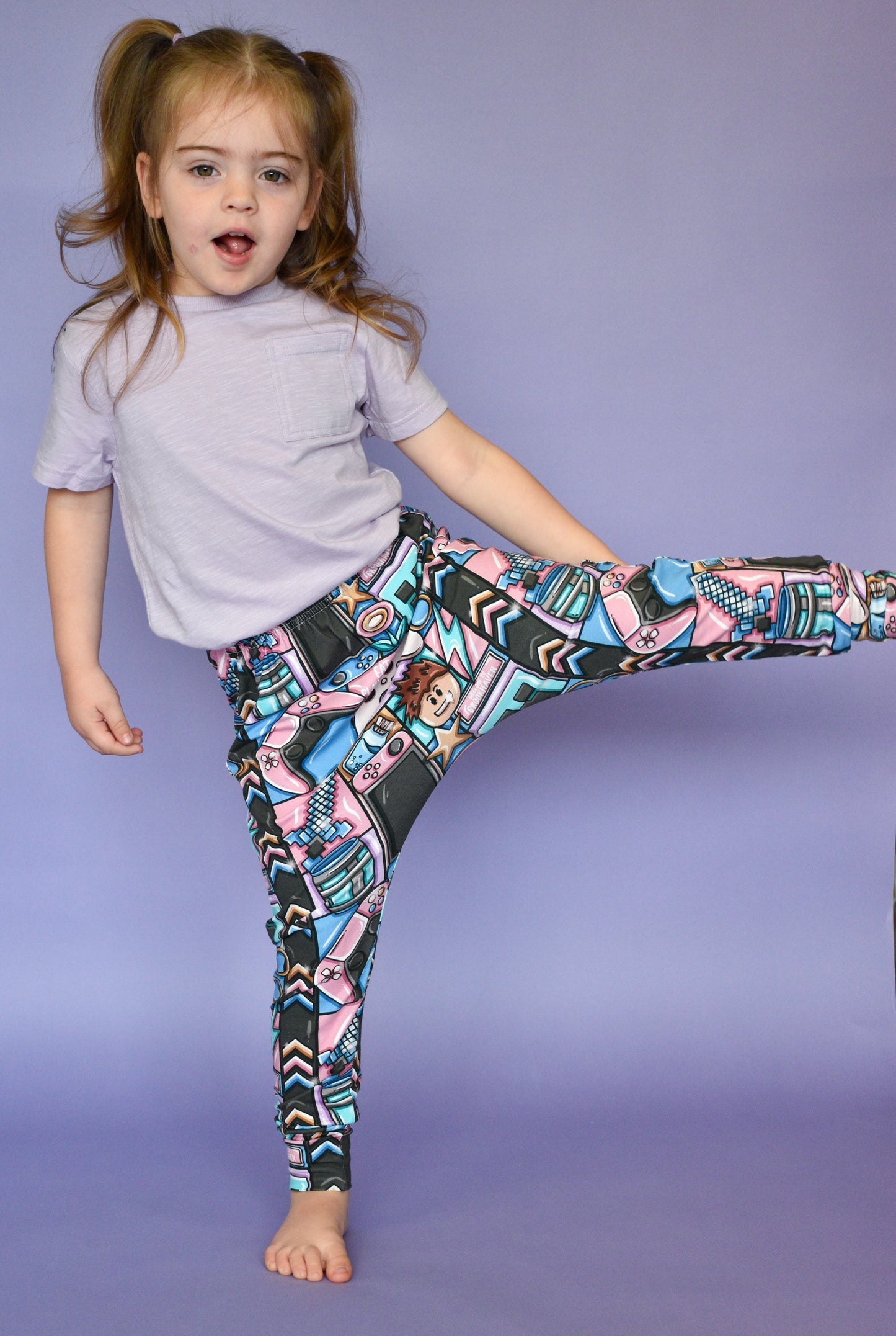 Pre Made Eat Sleep Game Kids Baggy Harems | Gaming Print Joggers for Kids