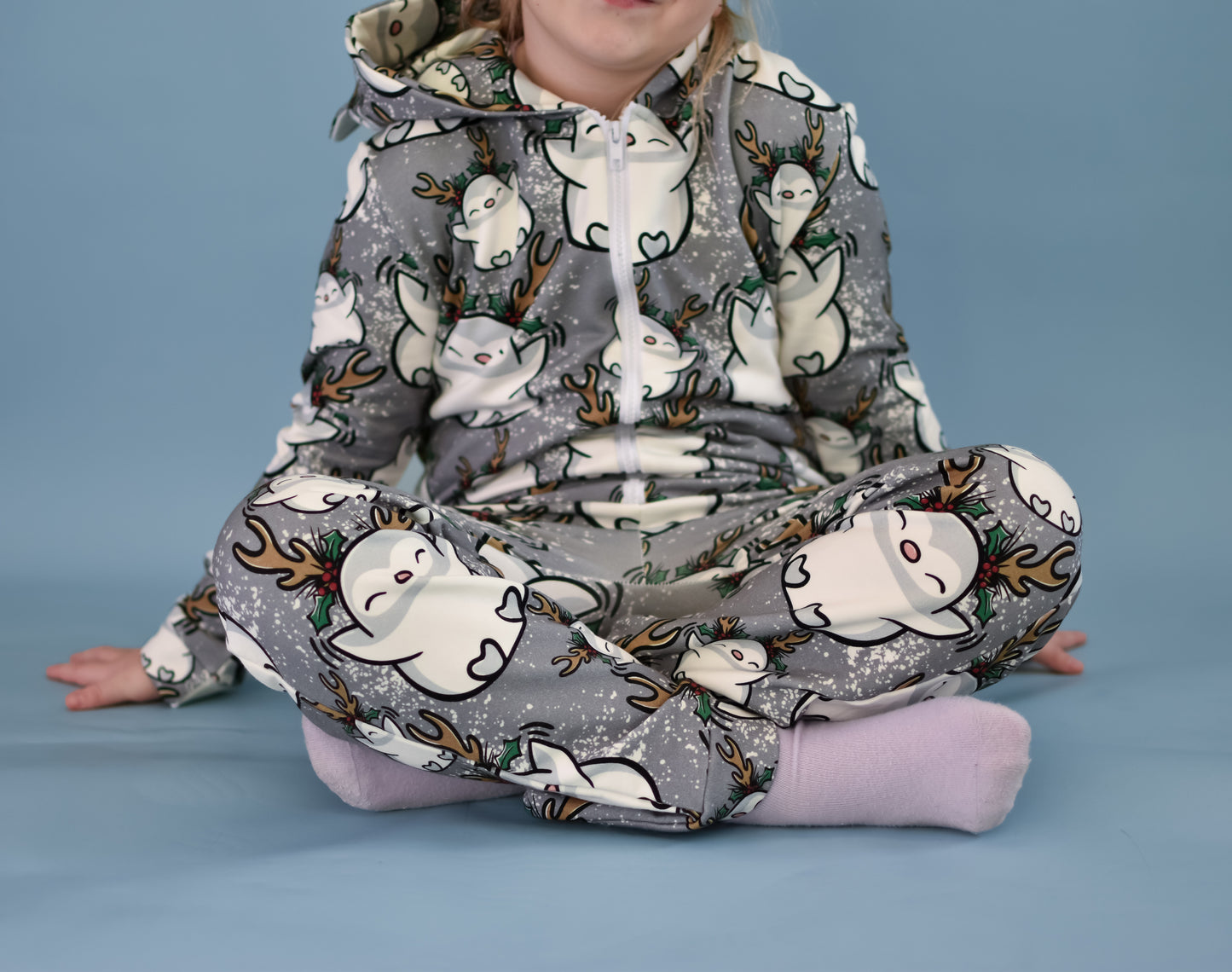 Grey Penguins Zipped Onesies - Ready Made
