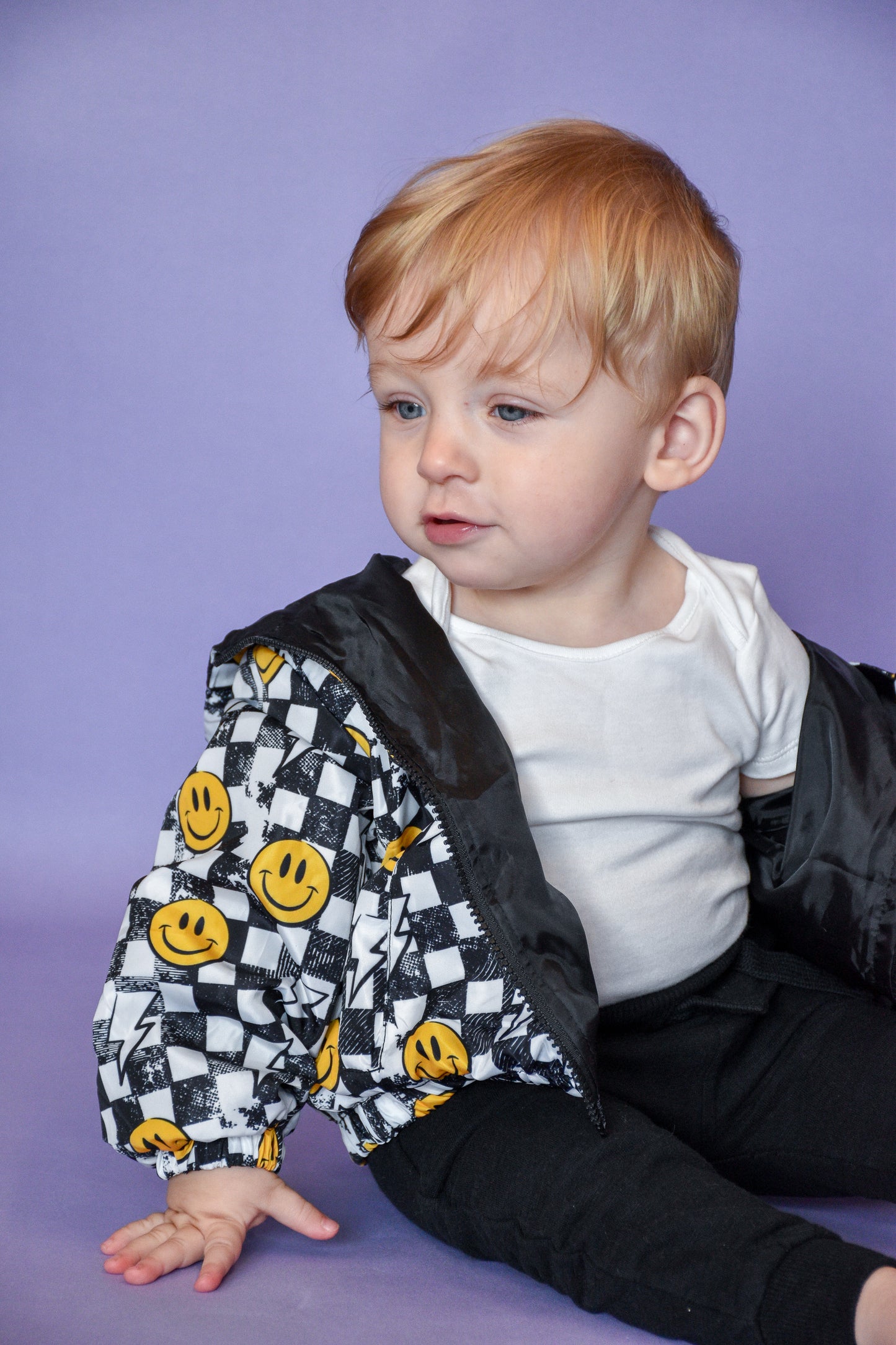 Grunge Checkerboard Smiley Windbreaker