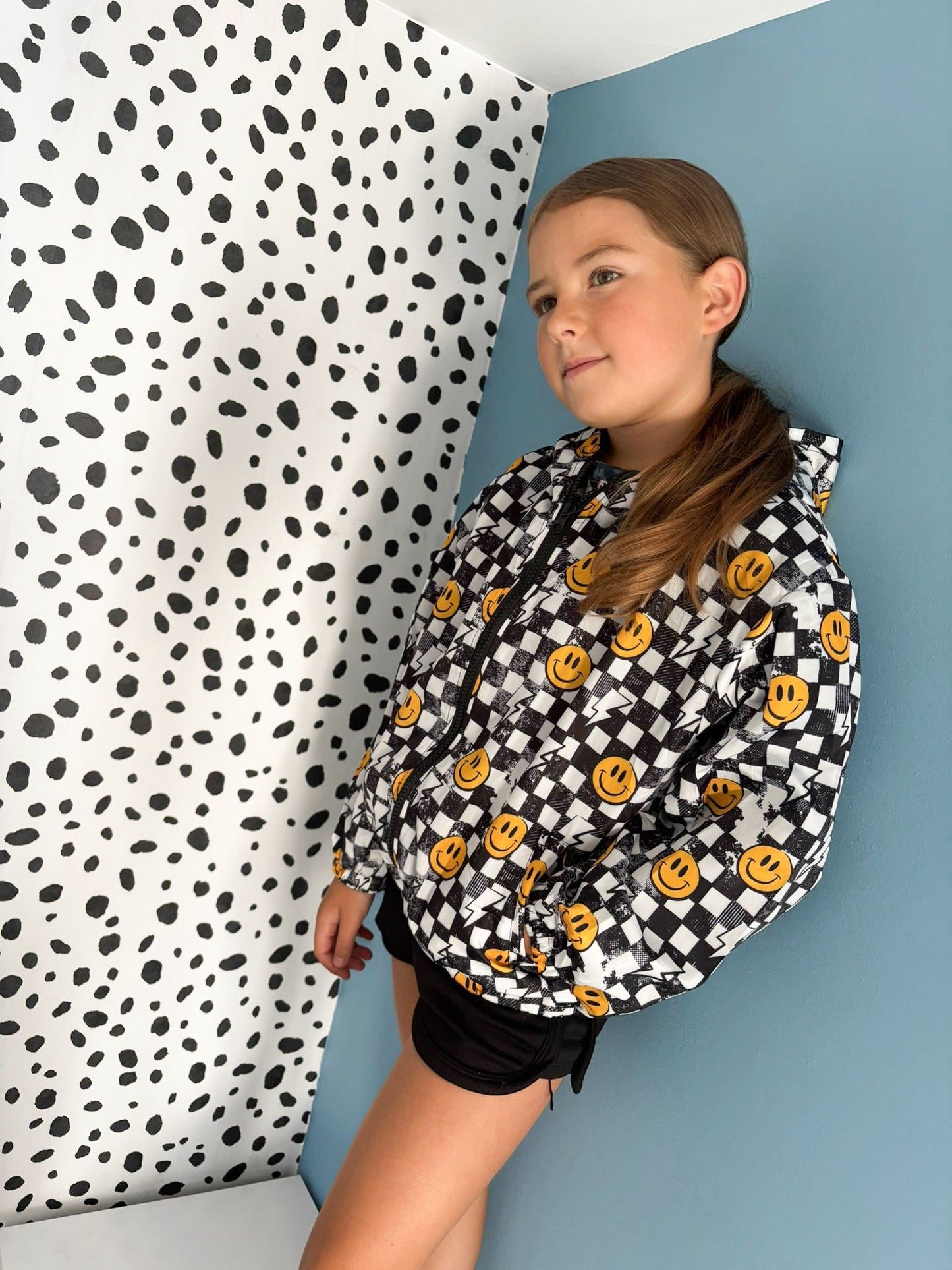 Grunge Checkerboard Smiley Windbreaker