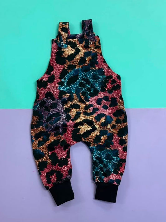 Glitter Leopard Dungarees