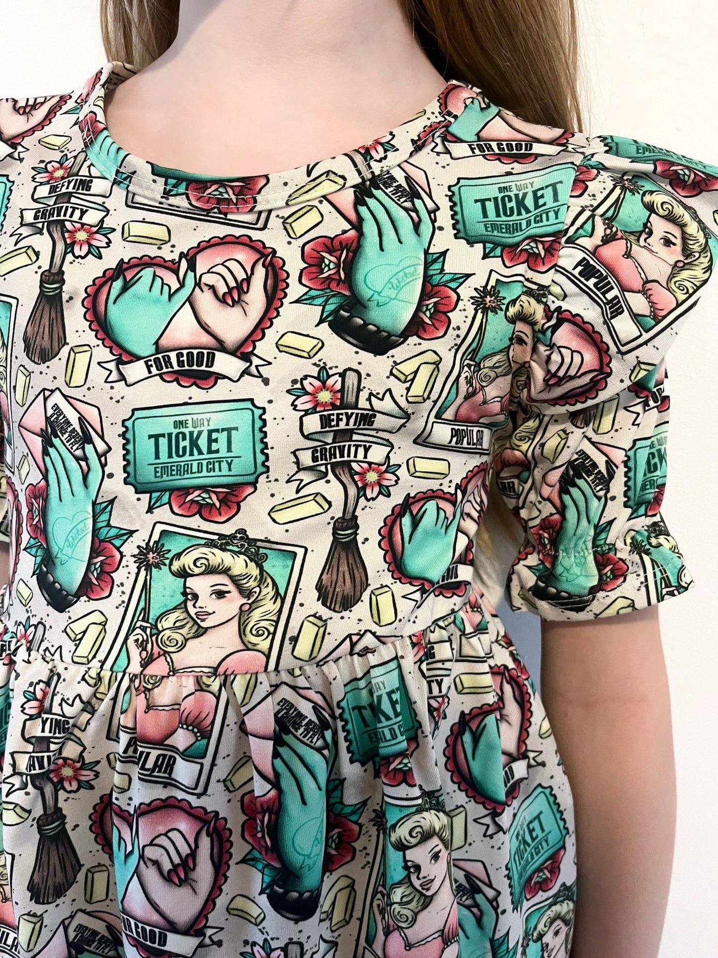 Pre Made Emerald City Short Sleeve Ruffle Dresses