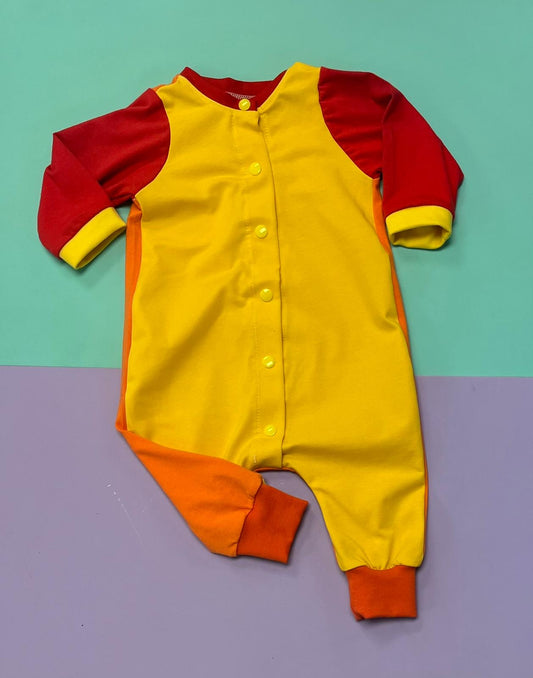 Pre Made Colour Block Sleeved Romper - Bright Mix