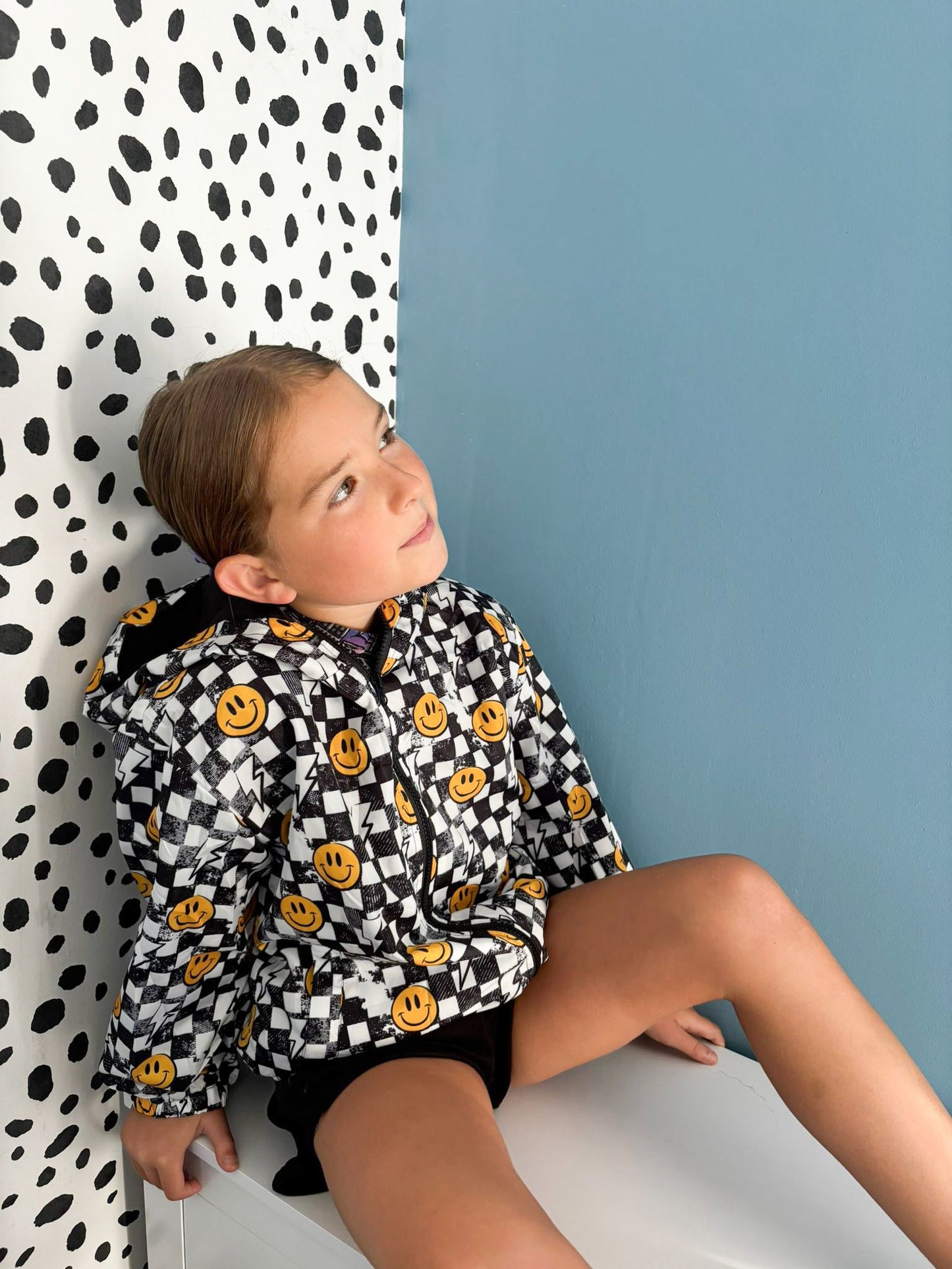 Grunge Checkerboard Smiley Windbreaker