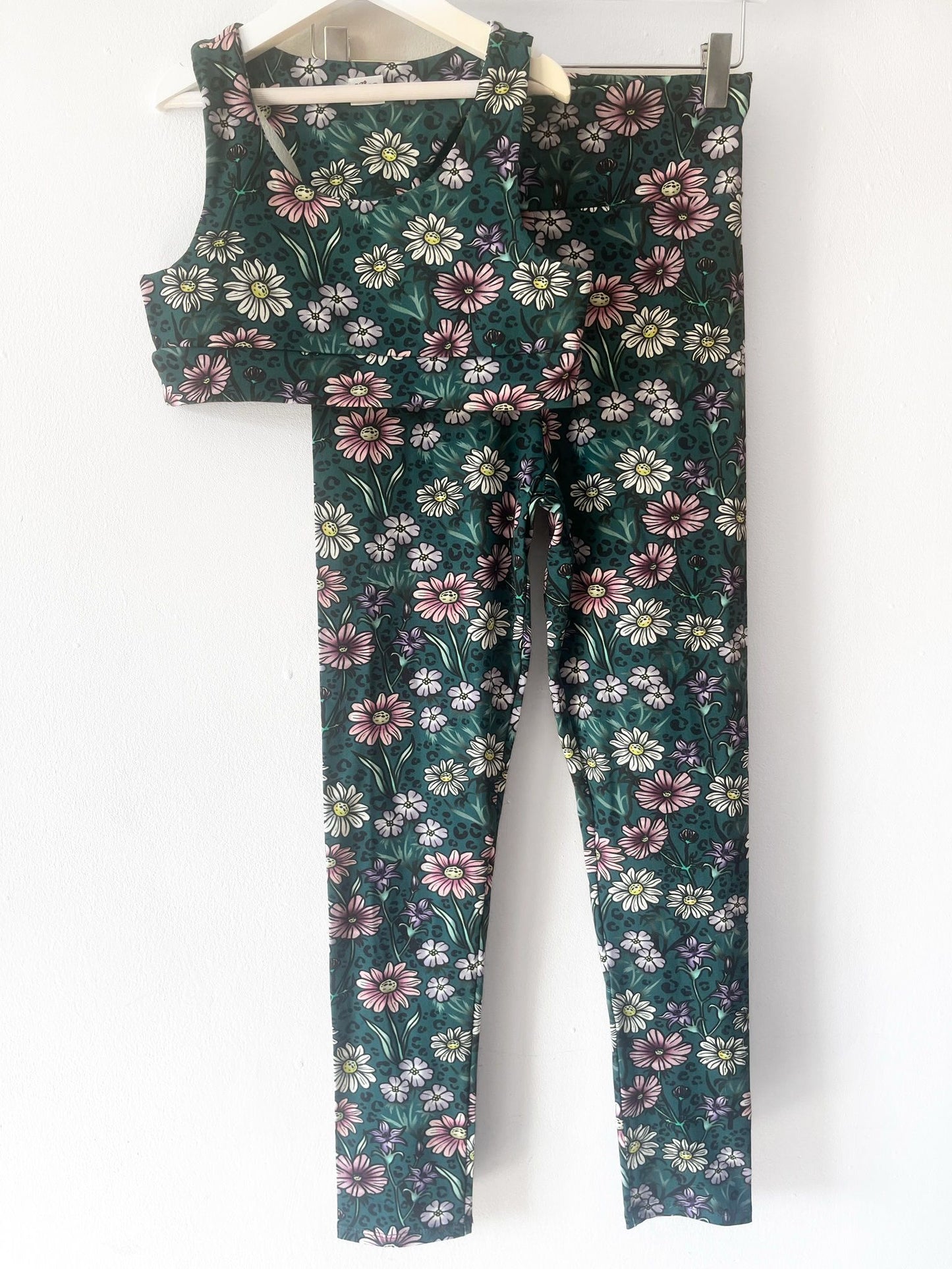Pre Made Comfy Adult Racer Crop Top - Leopard Wildflower