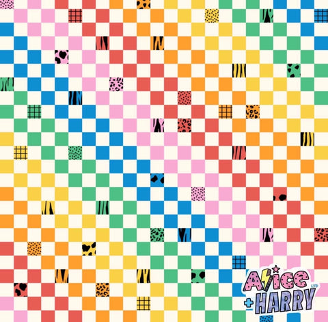 Bright Rainbow Checkerboard Sleeved Romper