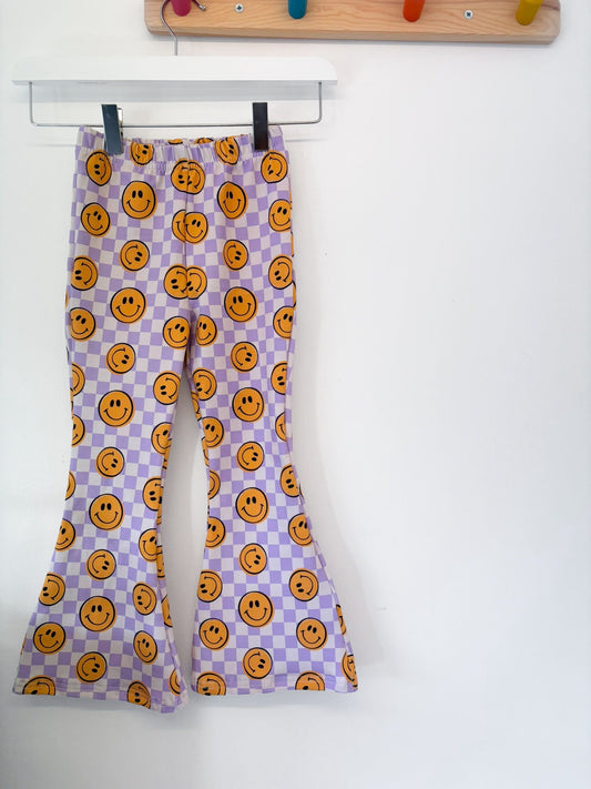 Lilac Smiley Check Leggings, Harems and Flares