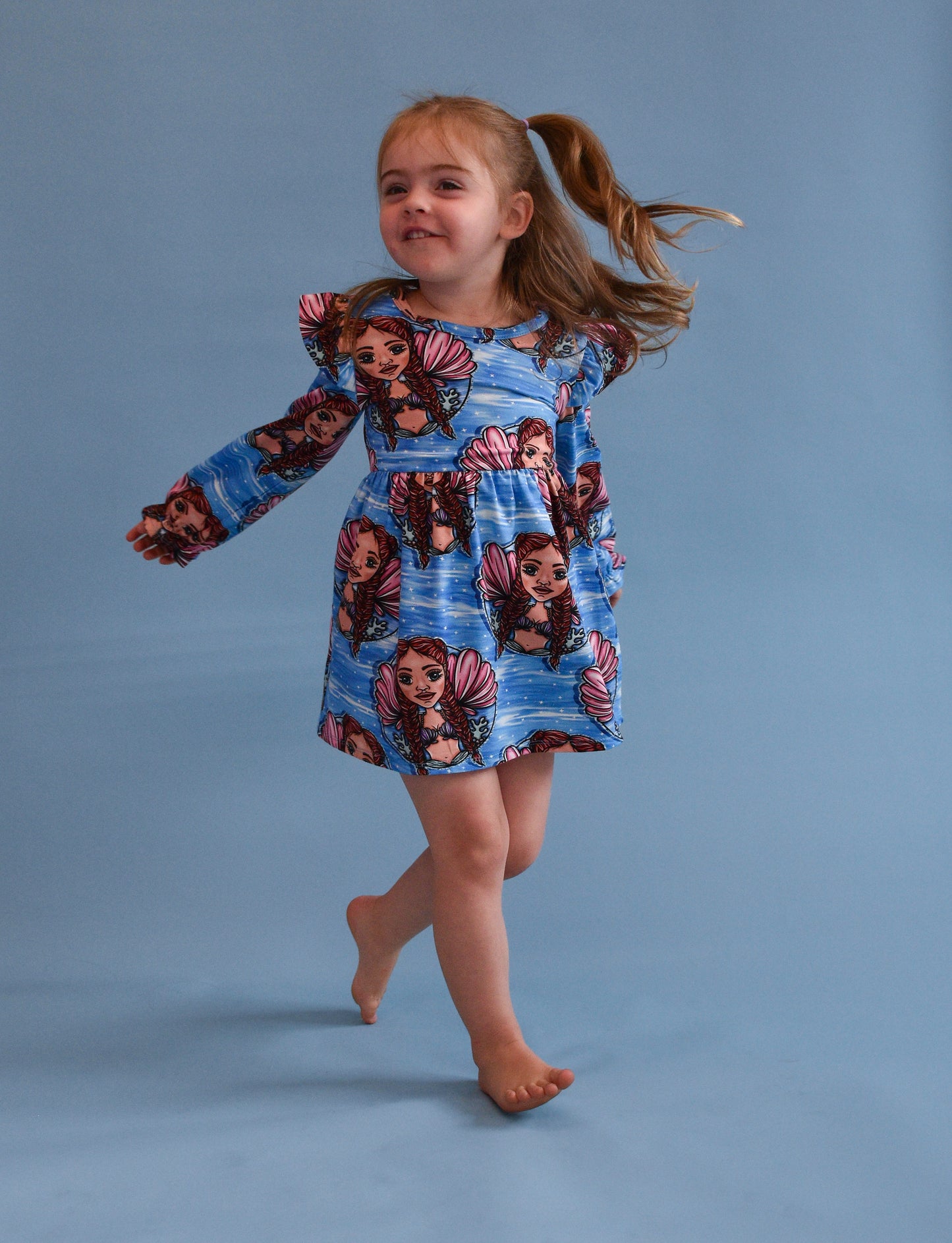 Pre Made Mermaid Babe Ruffle Dresses - Deep Sea Dreams & Pretty Pink Shells