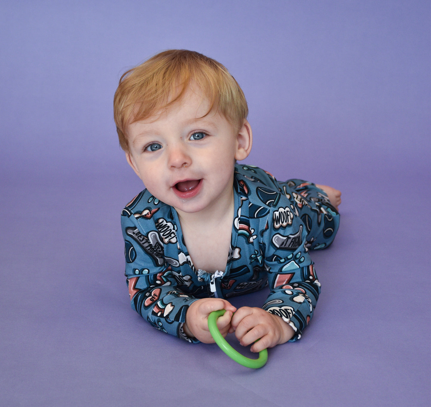 Ready To Post Blue Doggy Friends Standard Jersey Zipped Sleepsuits