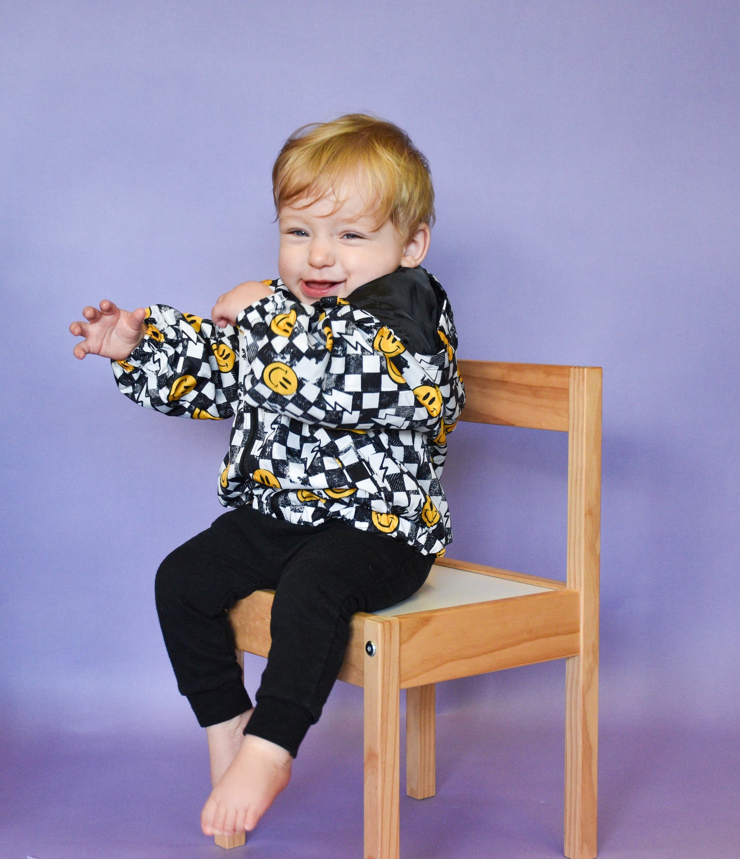 Grunge Checkerboard Smiley Windbreaker