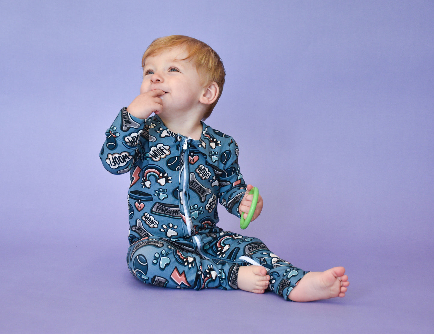 Ready To Post Blue Doggy Friends Standard Jersey Zipped Sleepsuits