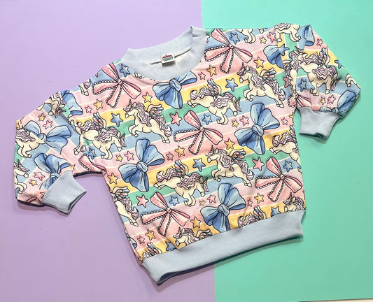 Pre Made Unicorn And Bows Slouchy Sweater