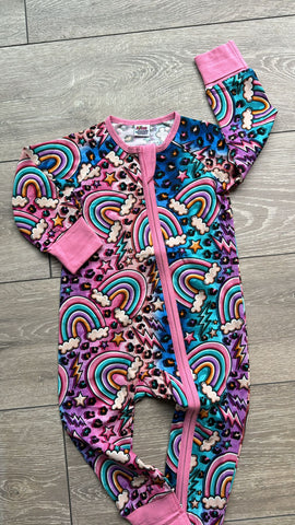 Ready To Post Ombre Rainbows Lightweight Organic Cotton Zipped Sleepsuits