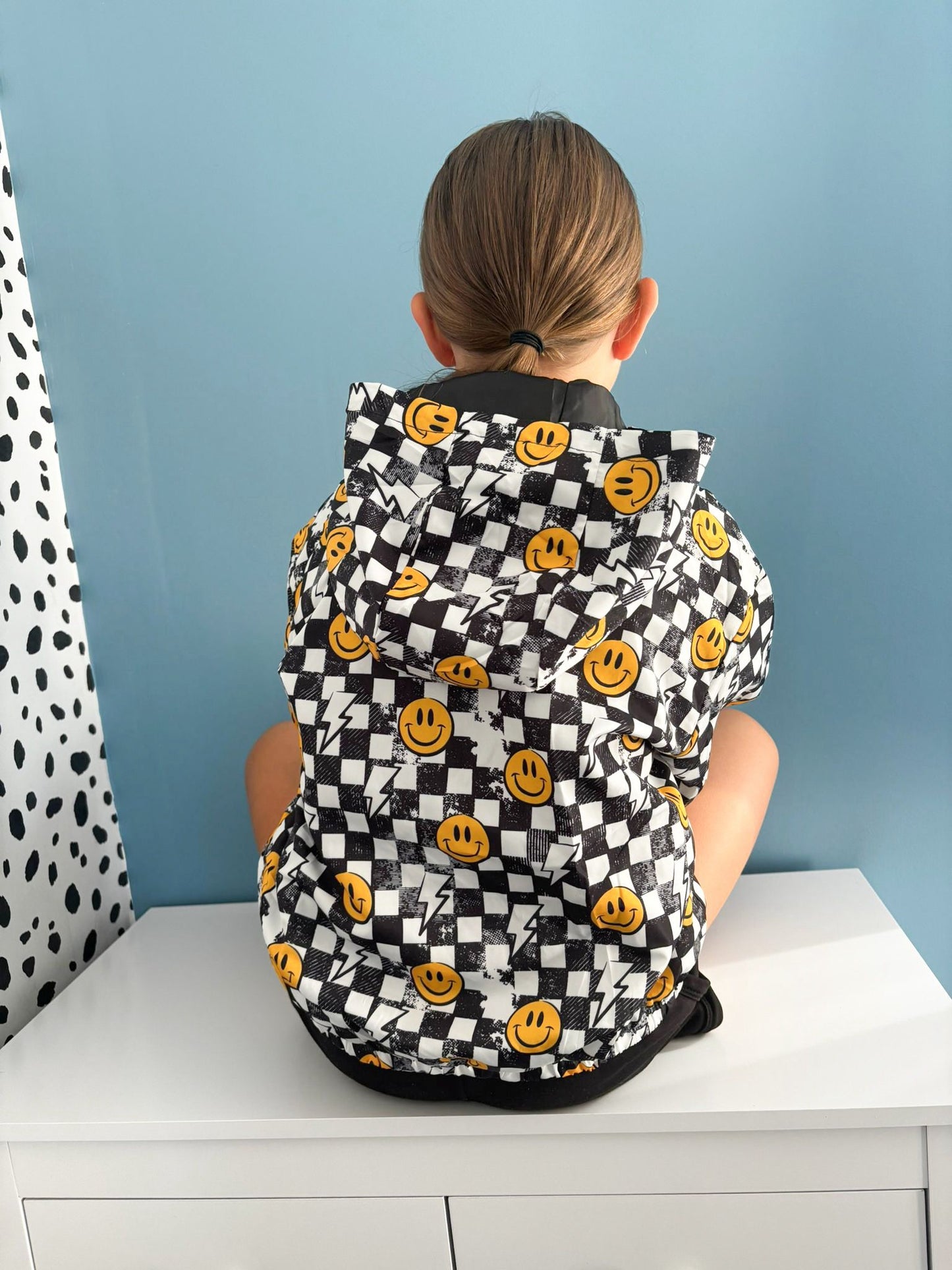 Grunge Checkerboard Smiley Windbreaker