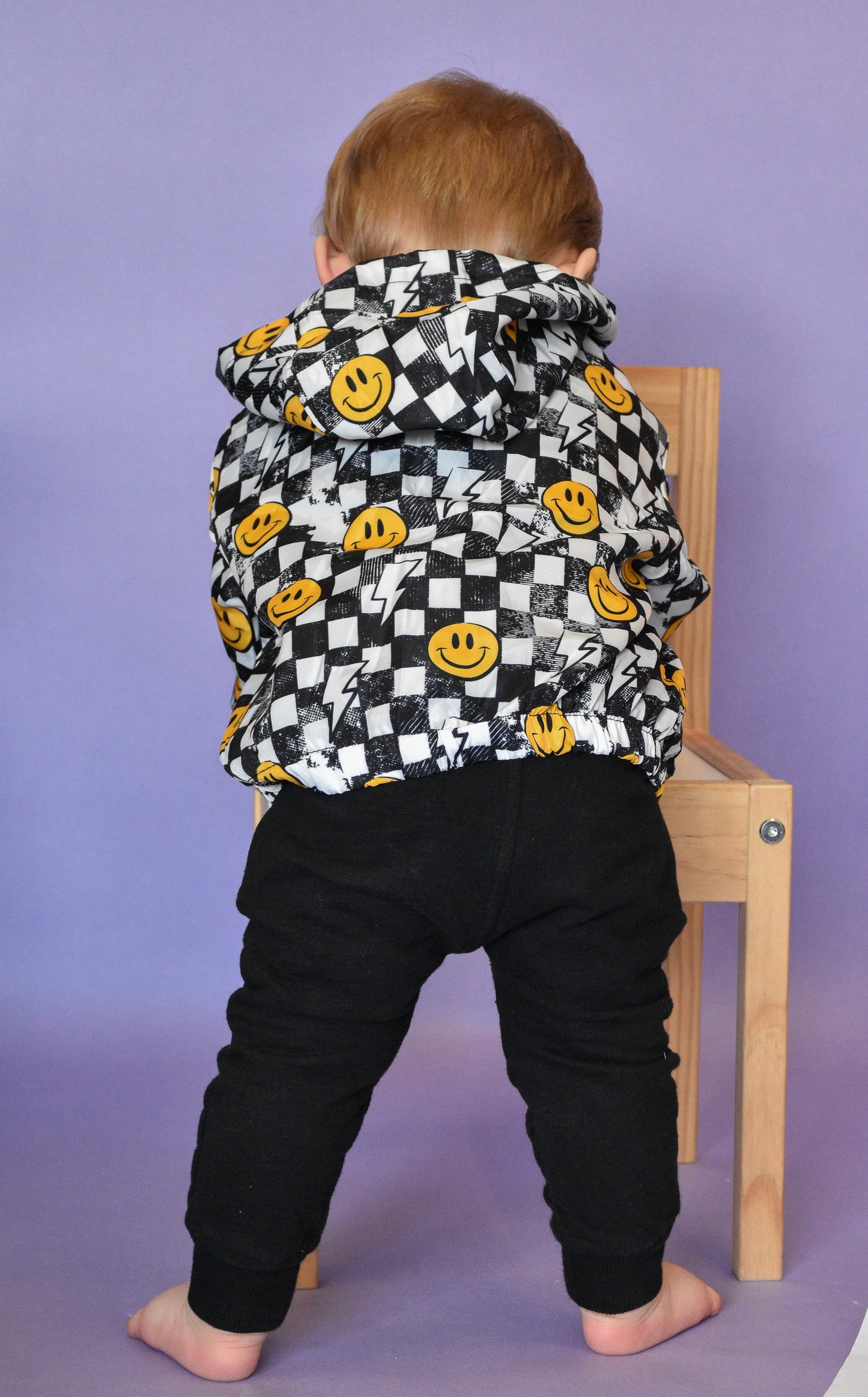 Grunge Checkerboard Smiley Windbreaker