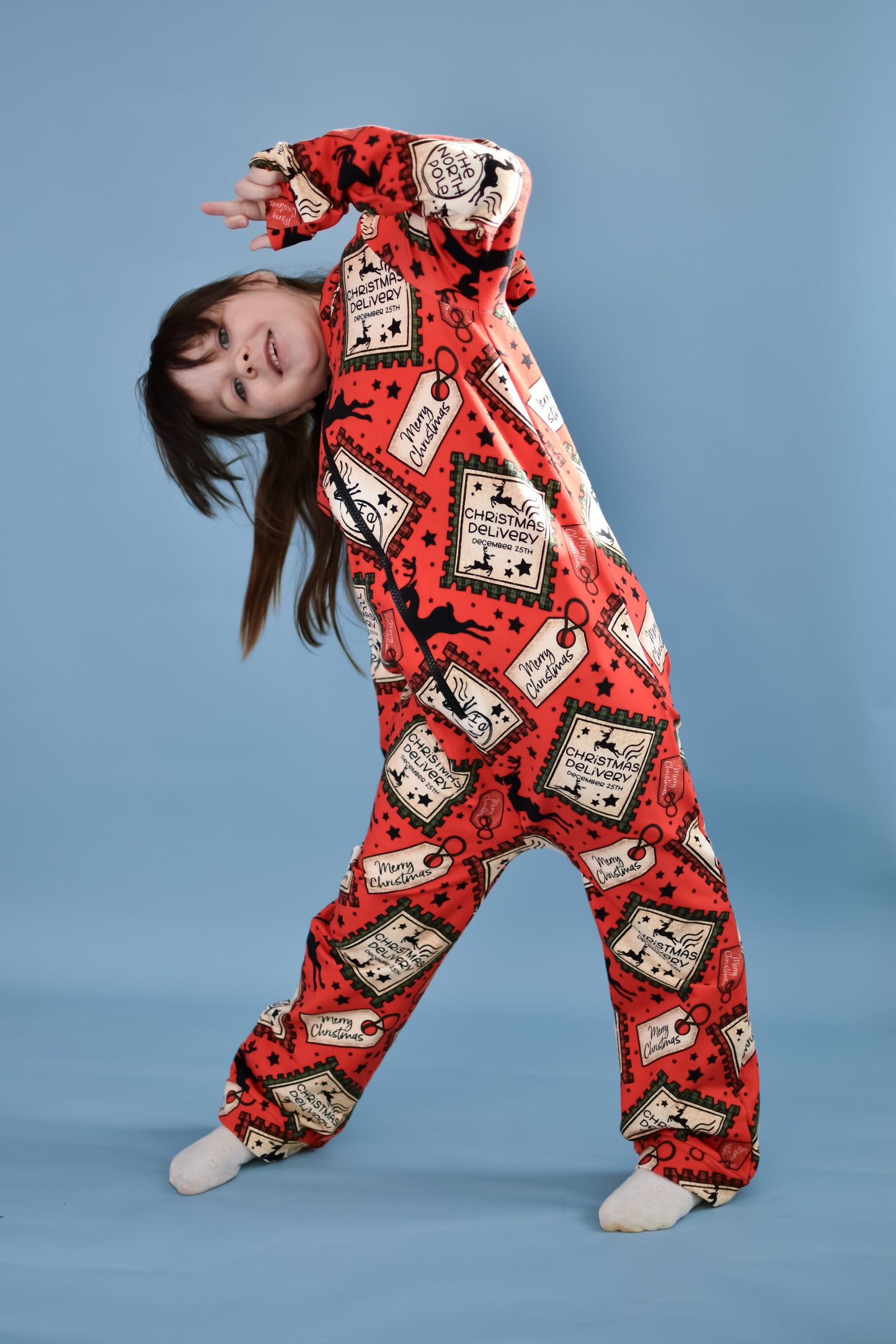 Ready To Post Christmas Stamps Zipped Onesies