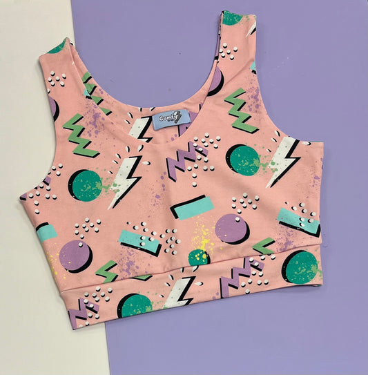 Pre Made Comfy Adult Crop Top - Pink Retro