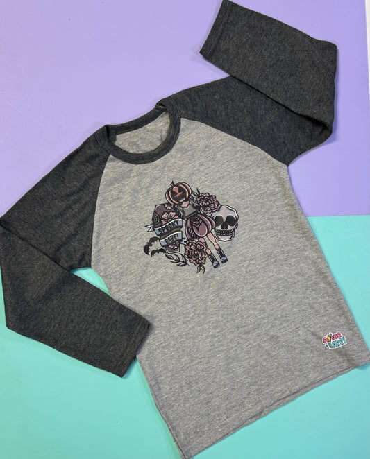 Pre Made Muted Spooky babe Printed Raglan