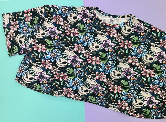 Pre Made Floral Nightmare Adult Baggy Crop Top 2XL