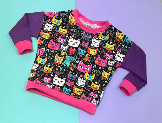 Pre Made Crazy Cats Skater Sweater