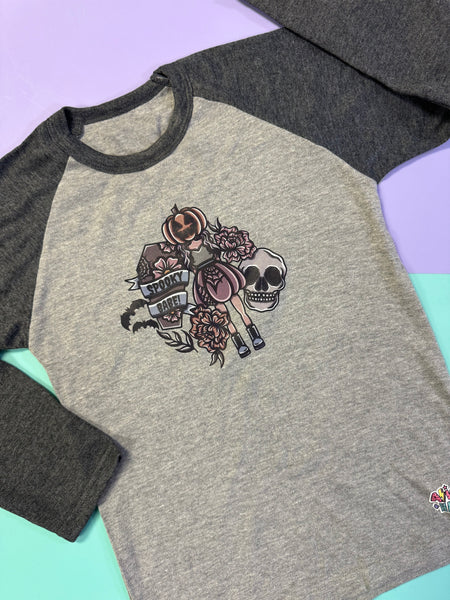 Pre Made Muted Spooky babe Printed Raglan